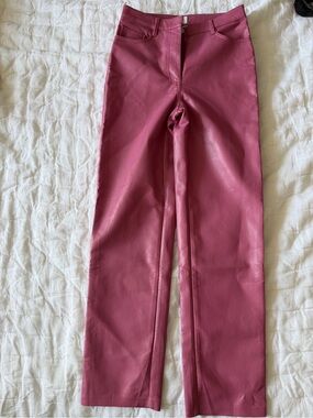 Wilfred Rose Pink Faux Leather Wide-Leg Pants